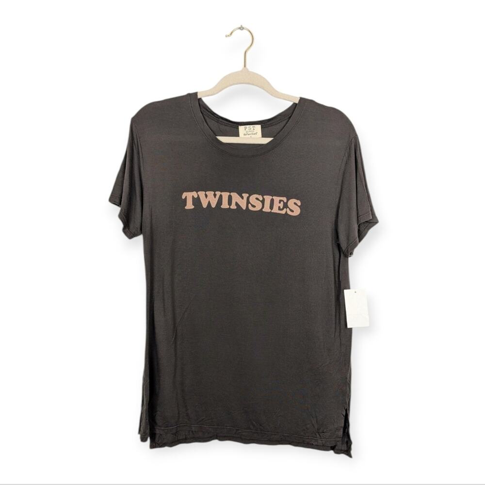 NWT Project Social T Distressed Black Twinsies Short Sleeve Tee Size M